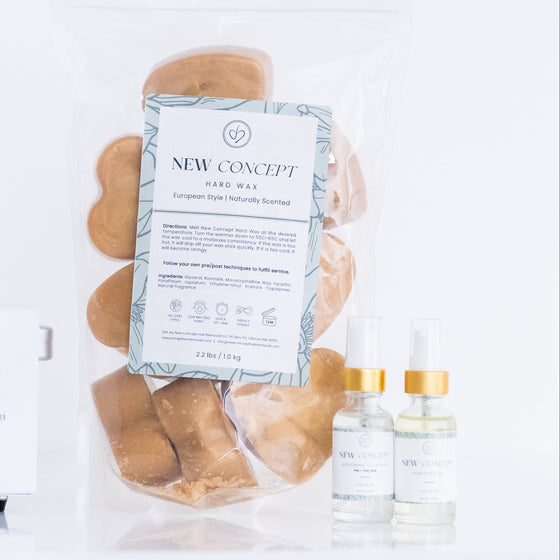 Combo New Concept Hard Wax 2.2lbs + Pre Post Wax Cleanser and Oil 1oz